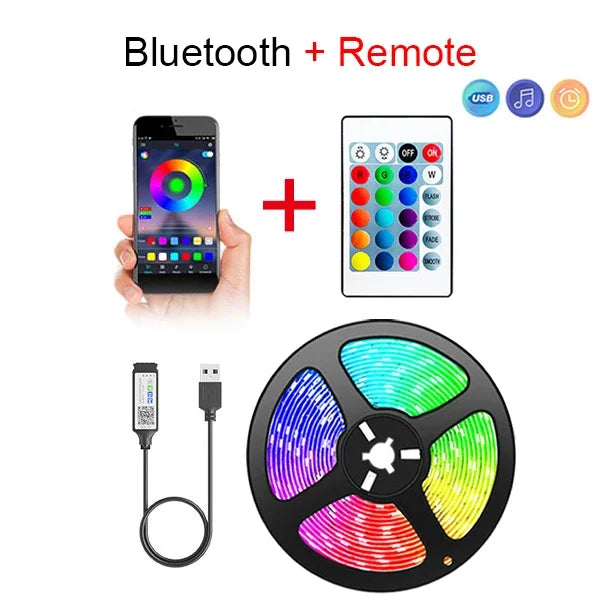 LED Strip Light Bluetooth USB 5050 SMD 5V USB RGB Lights Flexible LED Lamp Tape Ribbon Self-adhesive TV Desktop Diode Decoration