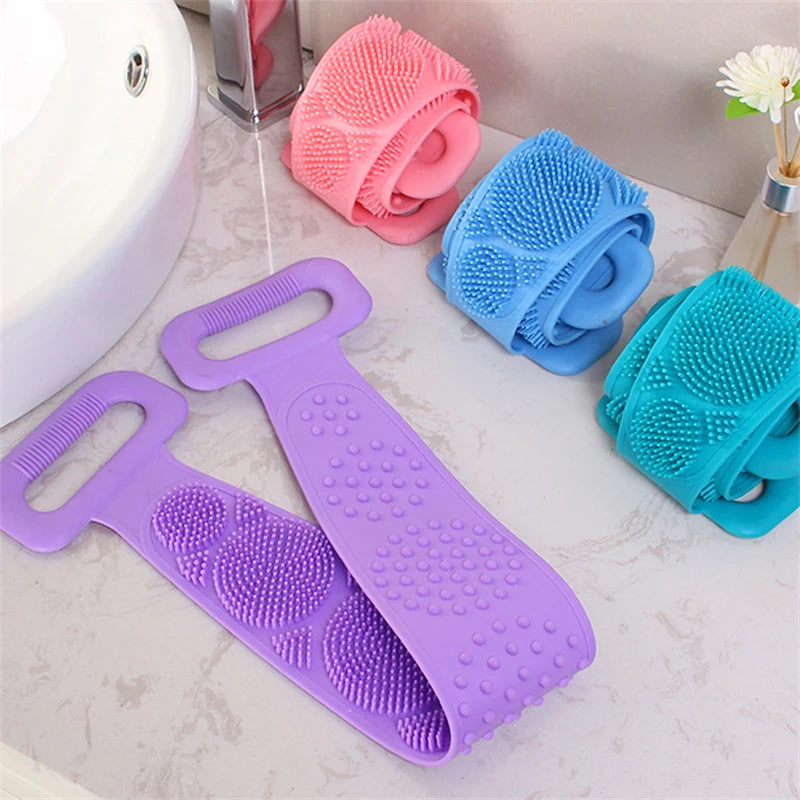 Body Sponge Silicone Brushes Bath Towels Scrubber Rubbing Back Peeling Massage Shower Belt Extended Skin Clean Brushes