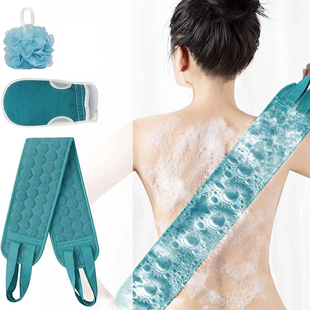 Exfoliating Body Scrubber Set - Includes Back Scrubber, Bath Glove And Shower Bath Sponge Loofah