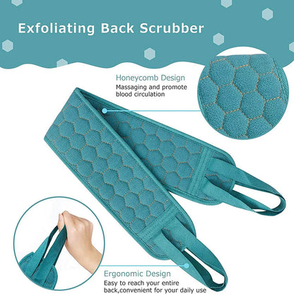 Exfoliating Body Scrubber Set - Includes Back Scrubber, Bath Glove And Shower Bath Sponge Loofah