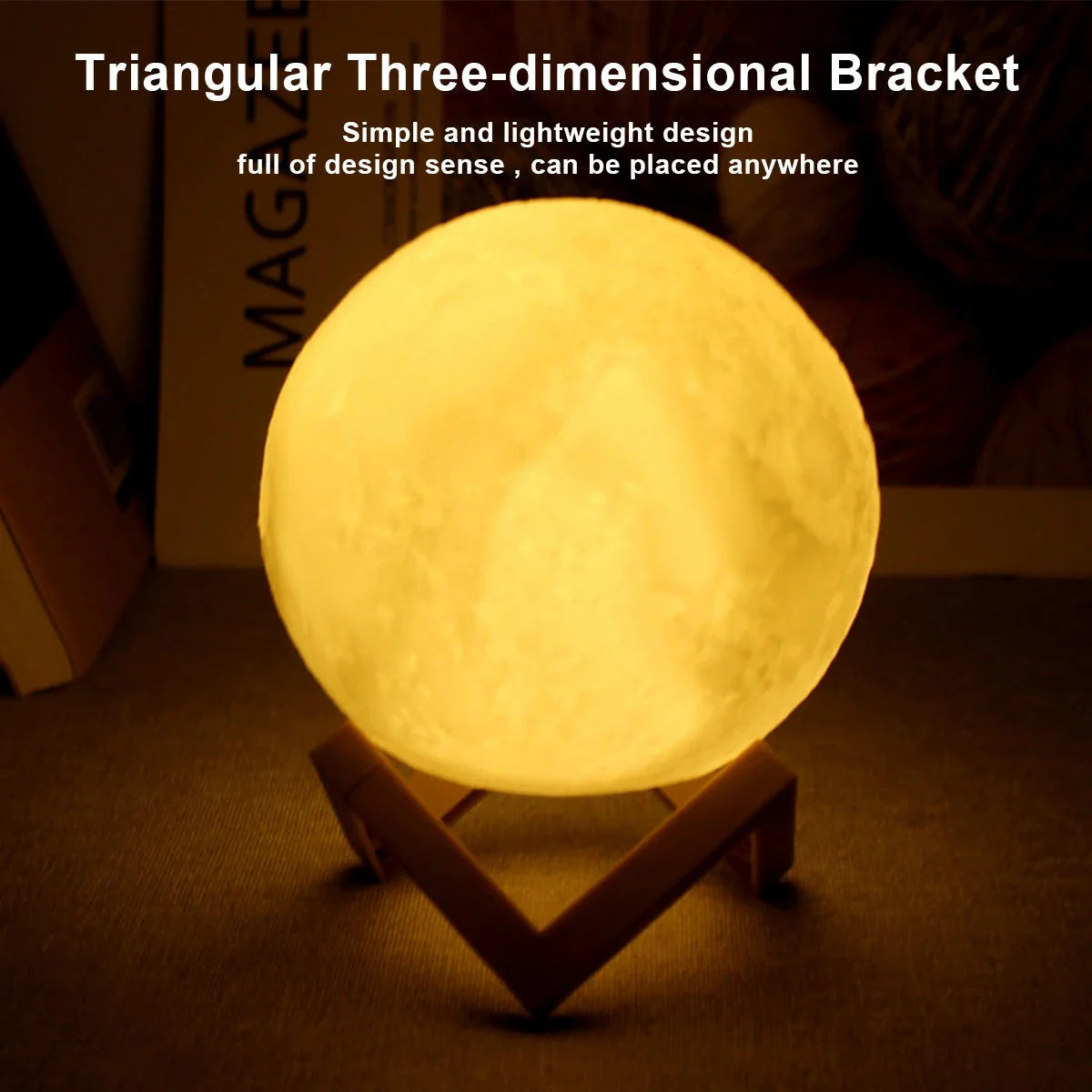 D5 Starry Moon Lamp 8Cm - LED Night Light with Stand, Perfect for Bedroom Decor and Gifts